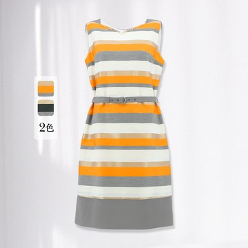 ILEY伊蕾 都會撞色條紋拼接洋裝(兩色；M-XL)1232017546