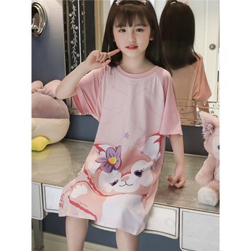 玲娜貝兒莫代爾女童睡裙夏季薄款女孩公主寶寶兒童睡衣空調服10歲