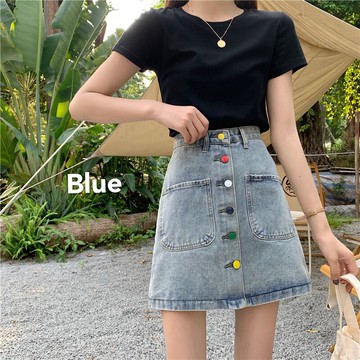 學生a裙子顯高腰胖女包mm裙夏季字大瘦半身短裙臀新款2021碼牛仔