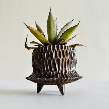 【裙襬搖搖銀亮】手工陶 手捏花盆系列 金屬釉 手作陶盆 塊根盆栽