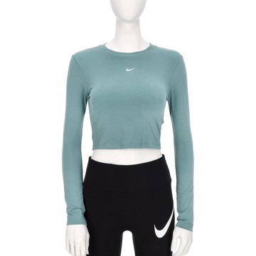 Nike As W Nsw Nk Chll Knt Ls Crp 女款 湖水綠色 短版 薄款 長袖 HF5323-018