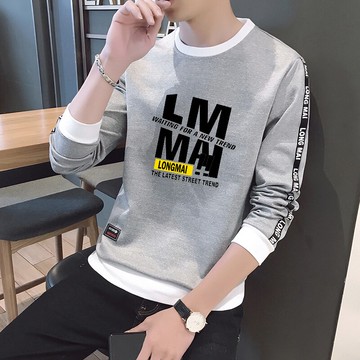 衛衣男2022春季新款百搭休閑長袖T恤青年圓領潮流打底衫春裝上衣