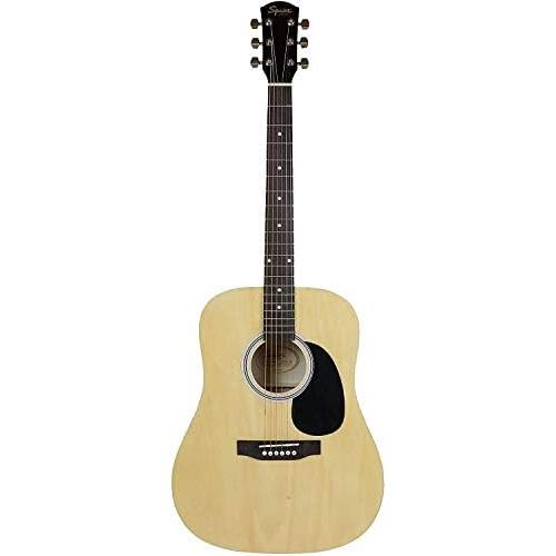 フェンダーSquier Dreadnought Acoustic Guitar Natural Bundle with Gig Bag, Tune