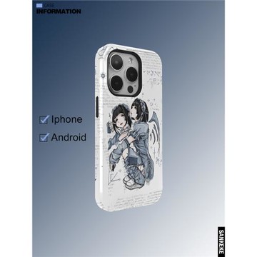 三殼殼系二次元卡通韓國涂層菲林2合1手機保護殼適用于蘋果16promax/plus/15/14/13/12/IMD精孔全包防摔