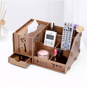 老夫子【木質更環保】桌面抽紙盒紙巾盒多功能紙化妝品客廳收納盒