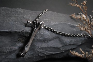 黑泉/手作銀飾/項鍊/骸骨係列/1字骨掛鏈