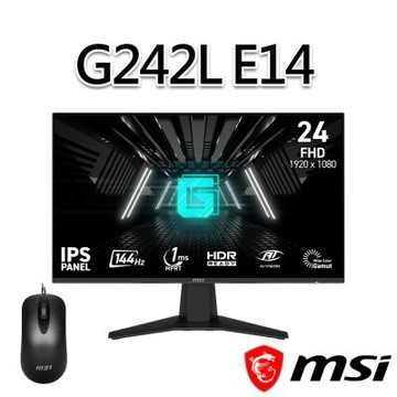 【滑鼠組】msi微星 G242L E14 23.8吋 平面電競螢幕 (23.8 /1920x1080/16:9/144Hz/IPS)