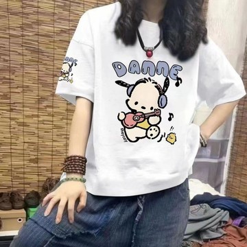 【台灣出貨】100%純棉 短袖T恤女  韓版上衣 寬鬆上衣  可愛卡通上衣 女短袖 多巴胺洋氣上衣 夏季上衣 圓領上衣