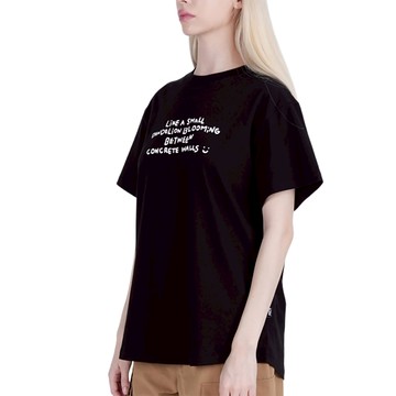 KZM S10 微笑字母短T 韓國製造 100%棉 30支棉  F  黑色