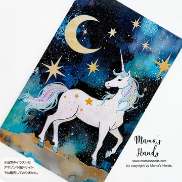 ⭐️已售出 4 件⭐️《獨角獸與月亮》☘️連結夜空與夢想 可放入手機或錢包 塔羅 開運 卡片 塑膠製