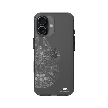 iPhone 17 Clear (相機按鈕) 酷墨灰 - 迪士尼-星際大戰 Star Wars - 千年鷹-線條白