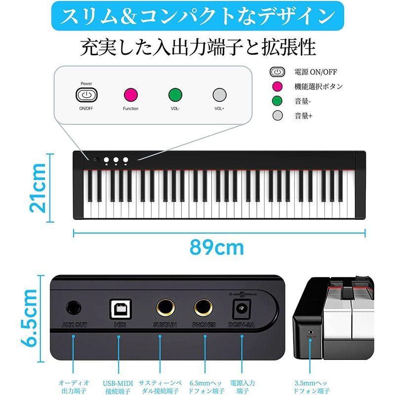 TERENCE 電子ピアノ 61鍵盤 初心者向け 電子キーボード ピアノ 音色140