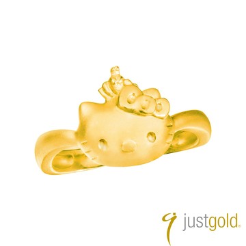 【Just Gold 鎮金店】華麗公主Kitty純金系列 黃金戒指 - V字戒