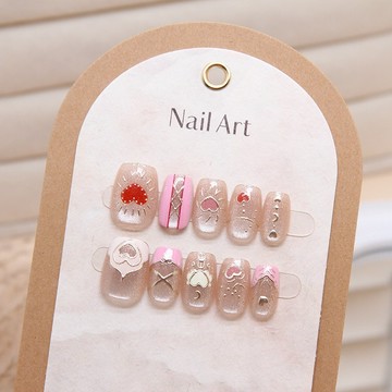 追光貓眼穿戴式美甲 魔法少女 手工穿戴甲片 桃心可拆卸穿戴甲 美甲片 美甲貼片 指甲片 美甲片 指甲貼 美甲 分碼10片