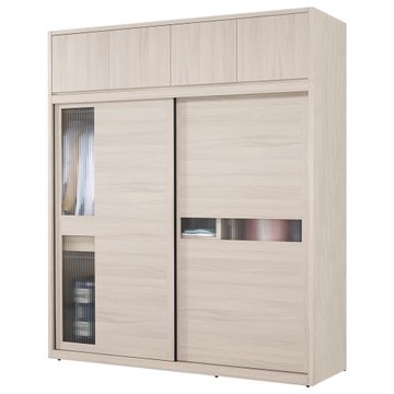 Boden-珊卓7尺加高型長虹玻璃衣櫃(推/拉門衣櫃+棉被收納櫃-內附穿衣鏡)