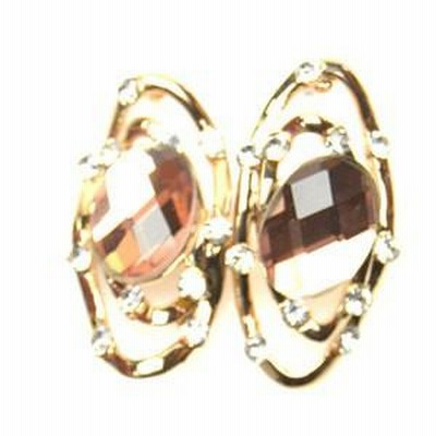 ビッグ ビジュー付き ラインストーン ピアス ゴールドカラー レディース アクセサリー f-sap18
