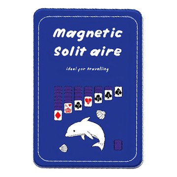 YouRPUZZLE 鐵盒桌遊-G2898 磁性紙牌 便於攜帶  紙牌接龍 深藍色  1入