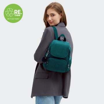 『猴子包』琉璃綠掀蓋拉鍊後背包-CITY ZIP MINI