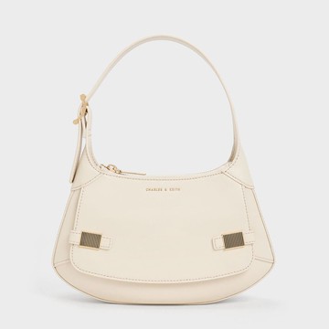 雙釦弧形肩背包