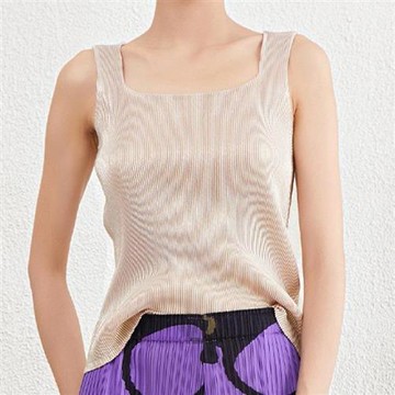 【米蘭精品】現貨+預購 三宅風上衣褶衣褶皺上衣高級折衣彈力女裝顯瘦摺衣大碼-百搭無袖2色74lj16