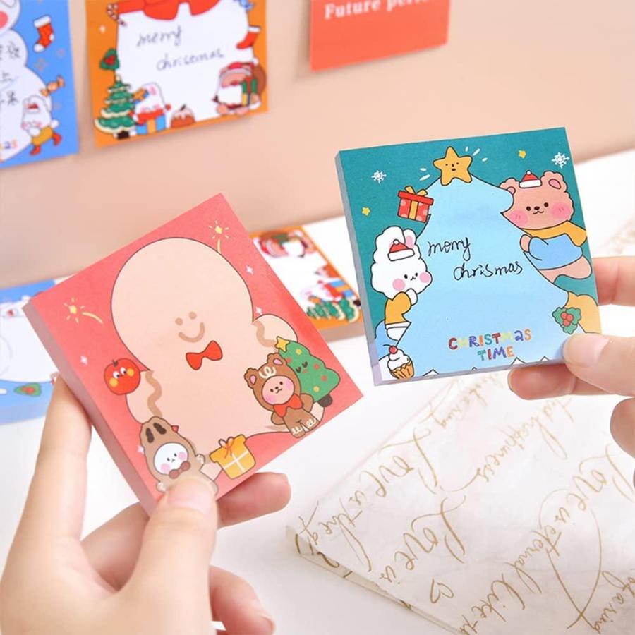 Pcs Cartoon Christmas Sticky Notes Student Message Memo Pads Stocking Stu