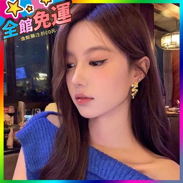 🌸台灣出貨🌸 【蜜桃茶】溫婉韆金 金色花朵流蘇耳環女輕奢小衆氣質高級感耳飾 🥇滿額免運🥇X370-11-A