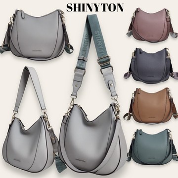 (現貨6色）🎀SHINYTON 復古半月側背包🎀側背包、斜背包、手提包、肩背包、半月包、附織帶包、水桶包、托特包心