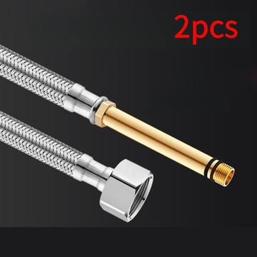 2pcs水龍頭單軟管防爆面盆進水管編織不鏽鋼尖頭管冷熱上水管廚房加長