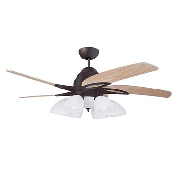 54吋法式輕舞DC直流馬達6燈吊扇燈 黑古銀+淺木紋葉片L08(6燈款)