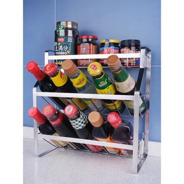 304不銹鋼免打孔調料架子墻上置物架廚房用品臺面防銹收納壁掛式