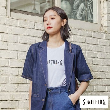 SOMETHING 女裝 紫標 小花LOGO短袖T恤-白色