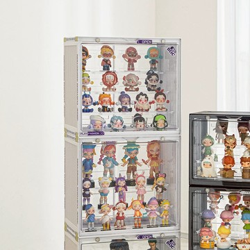 磁扣前開式可層疊公仔模型展示盒(大款)-3入-多色可選 透明