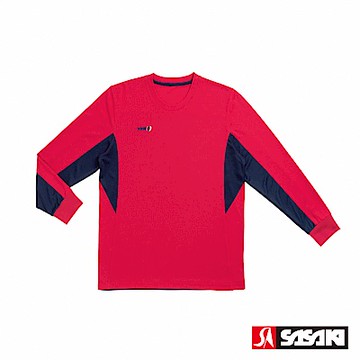 SASAKI 快速吸濕排汗圓領長袖上衣 男 紅/丈青