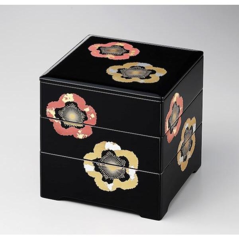 6寸三段重 会津絵松竹梅 - 福西惣兵衛商店 会津塗り 重箱