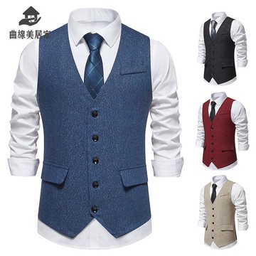 2025秋季韓版修身西裝 馬甲男士時尚潮流青年商務坎肩馬夾外套Q9/15