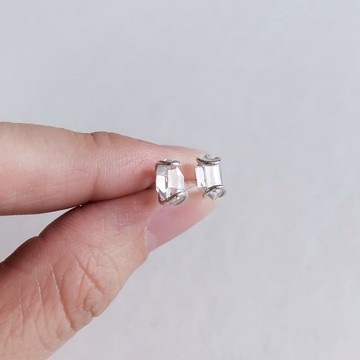 925純銀 赫基蒙水晶 閃靈鑽 無限爪鑲 耳環 耳夾