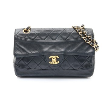 CHANEL 香奈兒 matelasse chain 鍊帶 肩背包 黑色 羊皮 金扣 無卡 【二手名牌BRAND OFF】