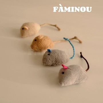 FÀMINOU．Jouet小老鼠貓玩具 毛絨仿真老鼠 寵物玩具 逗貓玩具 耐抓耐咬磨牙貓