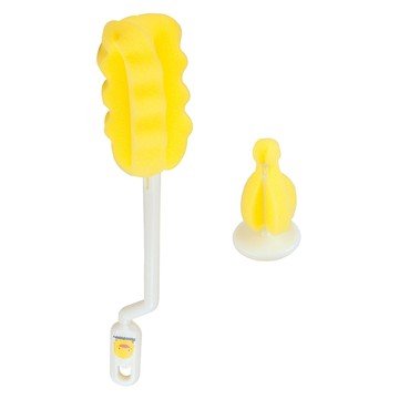 PiYOPiYO 黃色小鴨 泡綿旋轉奶瓶刷 360度清潔 旋轉不費力  1組  黃色