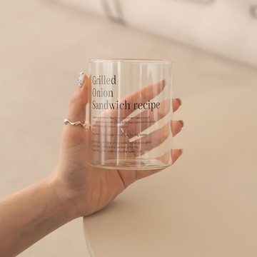 沐慕家居 英文字母玻璃水杯 矮杯款 360ml 兩入組  透明色 + 黑字  1組