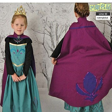 【安娜公主裙】女童連衣裙 兒童連衣裙 公主裙 萬聖節服裝 冰雪奇緣cos服 長袖禮服裙 蓬蓬裙襬 閃亮面料 3-12歲女童適用