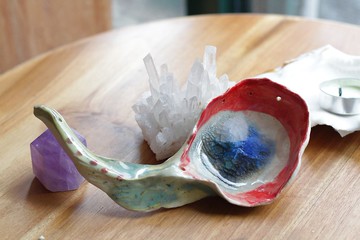 純手工捏製陶瓷小花燭台/吊飾/茶包盤20