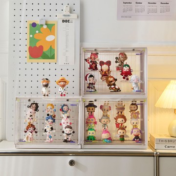 ??快速出貨?? 公司貨 集裝箱手辦展示盒透明盲盒收納展示架帶燈防塵泡泡瑪特擺件收納盒