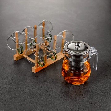 玻璃小茶杯架子家用功夫茶具套裝透明水杯主人杯單杯女帶把品茗杯