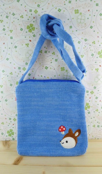 【震撼精品百貨】San-X動物家族_小鹿~側背袋-藍香菇
