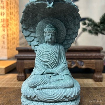 🔥臺灣發貨🔥【天然青砂】青砂石招財蛇佛釋迦摩尼佛擺件供奉保平安家居桌麵客廳茶桌裝飾品