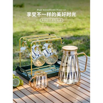 輕奢風玻璃杯耐熱防爆家用喝水杯子創意客廳茶杯套裝帶把手泡茶杯