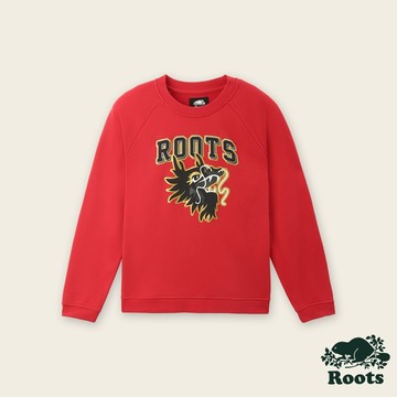 【Roots】 女裝-舞龍新春系列 毛圈布寬版圓領上衣