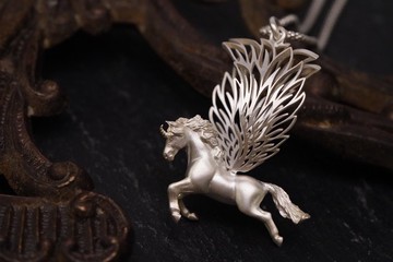 925 純銀 獨角獸吊咀 (P358) 連 SN2 18吋銀鍊 【手作】