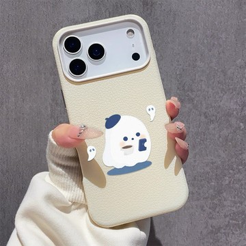 可愛小幽靈 適用蘋果17軟殼 iPhone16promax手機殼15plus大孔鏤空14親膚13防摔12皮紋11保護殼